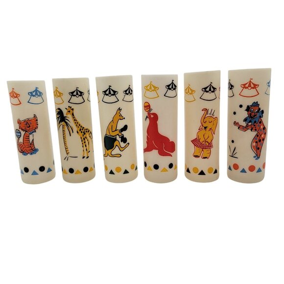 Other - Vintage Mid-Century Modern Circus Themed Tumblers Set Of 6